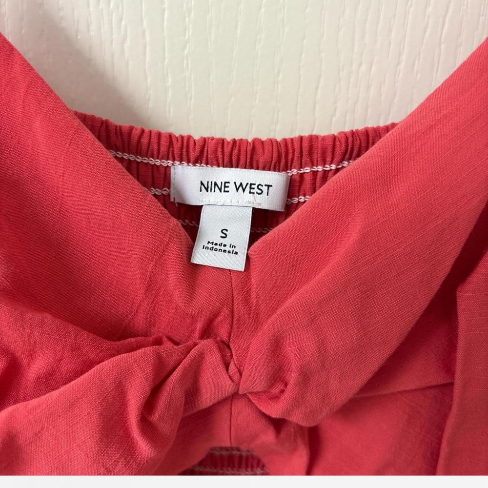Nine West Coral Twist-Front Cutout High-Low Midi Dress | Size S - Picture 3 of 6